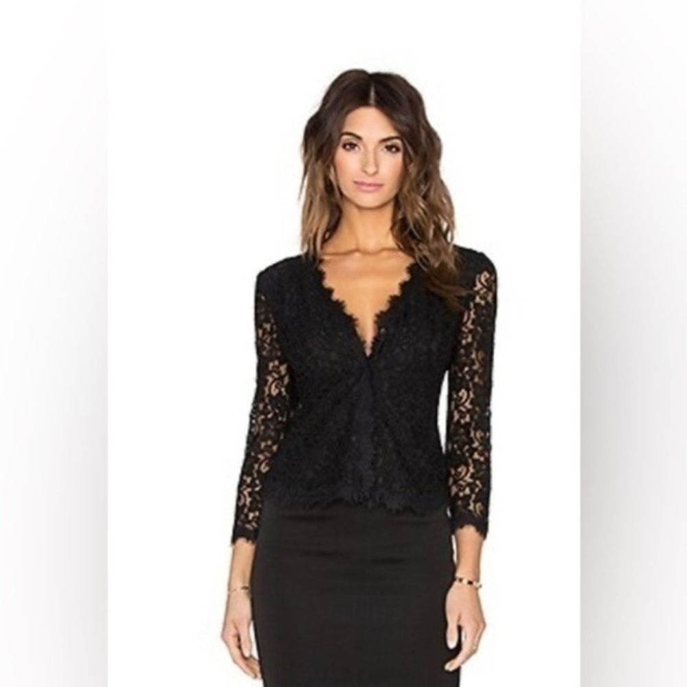 lace DVF Diane von Furstenberg jacket size 8 navy blue